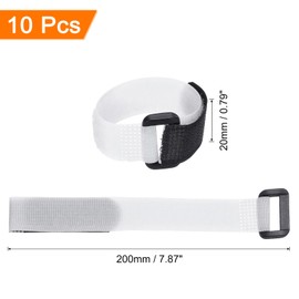 MECCANIXITY 10 Pcs Reusable Battery Tie Down Straps, 0.8" x 8" Nylon Multipurpose Battery Hold Down Adjustable Cinch Strap Hook Loop Fastening Tie for Quadcopters FPV RC Drone Boat Car, White