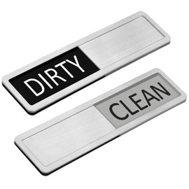 Kichwit 304 Stainless Steel Clean Dirty Dishwasher Sign Dishwasher Magnet, Works on All Dishwashers, 5.5 x 1.6 Inches, Black and Grey