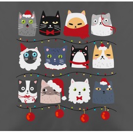 Cushion 50 x 50 cm - Christmas Cushion Christmas Gifts - Cats for Christmas - 50 x 50 cm - Grey - Christmas Motifs Christmas Motifs Christmas Swiateczne Xmas - Gurli Cushion with Filling