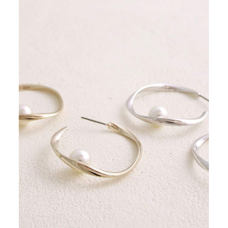 VingTAINE P1840 Points, Pearl, Hoop Earrings, Ring, Earrings, Casual, Mature