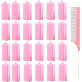 24Pcs Sponge Hair Roller Foam Hair Rollers with 1pc Comb,Foam Hair Rollers Sponge Rollers,Foam Sponge Hair Rollers,Soft Foam Hair Sponge Rollers,Foam Sponge Hair Roller Pink Hair Roller Sponge Curler