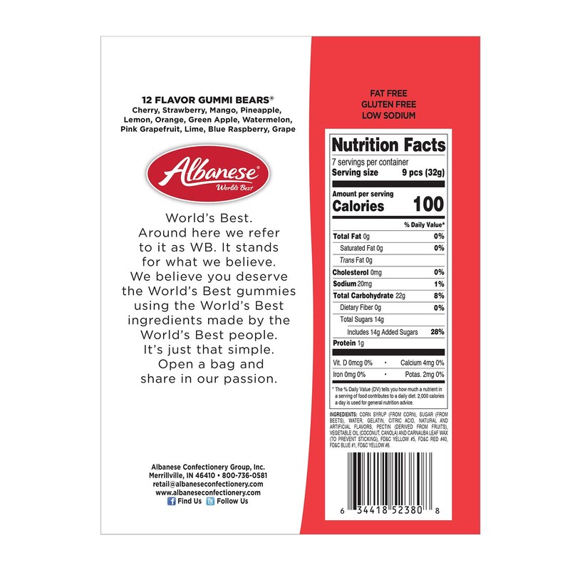 Albanese World's Best 12 Flavor Gummi Bears | 9oz of
