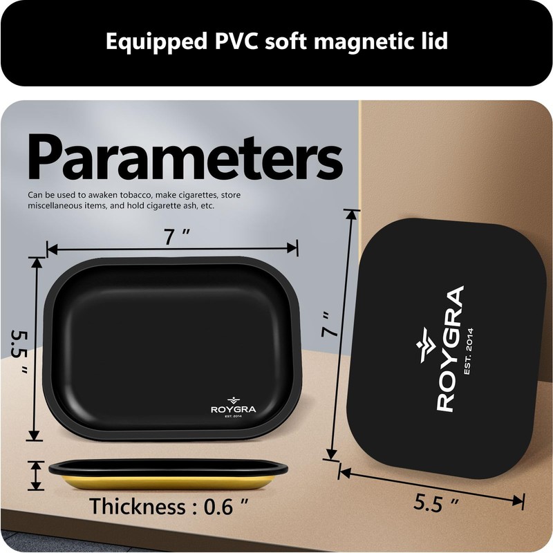roygra Rolling Tray, Metal Matte Decorative Tray with PVC Soft