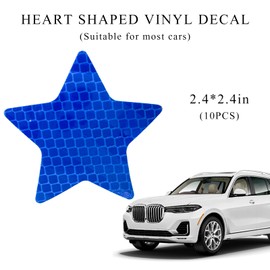 SHMZK 10PCS Vinyl Decal for Cars, High Intensity Reflective Sticker Night Safety Sign Bumper Decals, Waterproof Grid Vinyl Stickers Scratch Cover for Auto Window Laptop (Star, Blue)