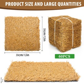 Maasechs 60 Pcs Chicken Nesting Pads for Chicken Coop 12'' x 12'' Laying Hen Nesting Pads Box Liners Washable Chick Bedding Reusable Fake Turf Mats for Farm Hen Nest Box Liners Accessories