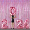 Pink Foil Curtains Photo Backdrop Birthday Decorations, Melsan 3.2x8 ft