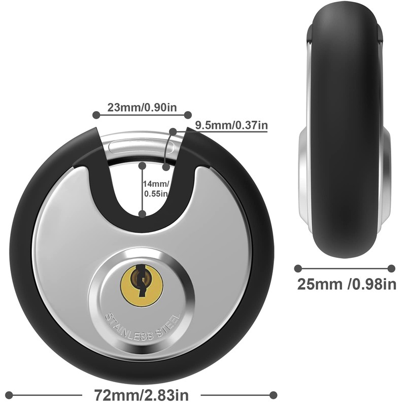 Key Padlock Outdoor, [Waterproof] [Anti Cut] Diyife 70mm Stainless Steel