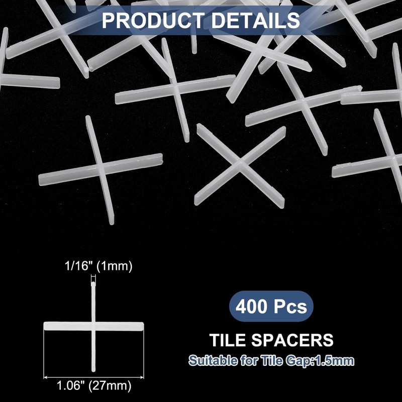sourcing map 400Pcs Tile Spacers, 1mm 1/16" Thick Cross Shape