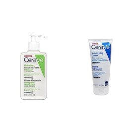 CeraVe Limpiadora Crema-Espuma Hidratante Facial Diaria para Piel Normal a Seca 236ml  Crema Hidratante 170gr Hidrante diario para rostro y cuerpo... 