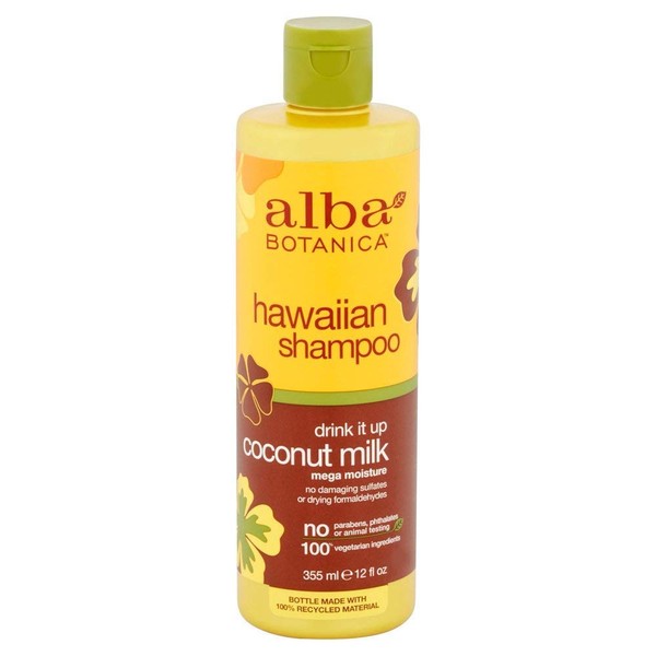 Alba Botanica Hawaiian Shampoo, Coconut Milk 12 oz (Pack of 8)