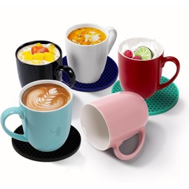 YUGUARD Silicone Coasters [8 Pack] with Holders Drink Coasters, for Hot or Cold Drinks Thickened, Non-Slip, Non-Stick (Gray)