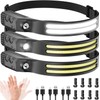 3Pack LED Headlamp Rechargeable - 230° COB Super Bright Head