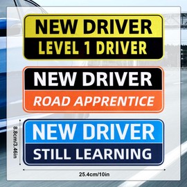 3pcs New Driver Magnet for Car, Reflective Funny Student Driver Magnet Removable Novice Safety Sign Bumper Stickers Supplies for Car Accessories