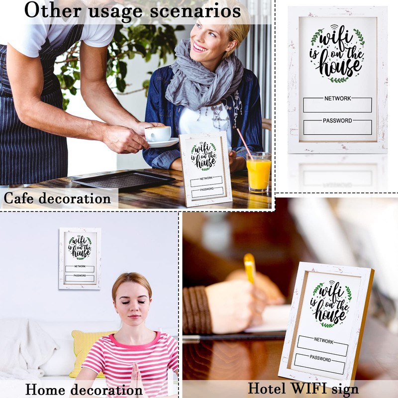 Kathfly Rustic Wifi Pattern Password Sign for Home White Wifi