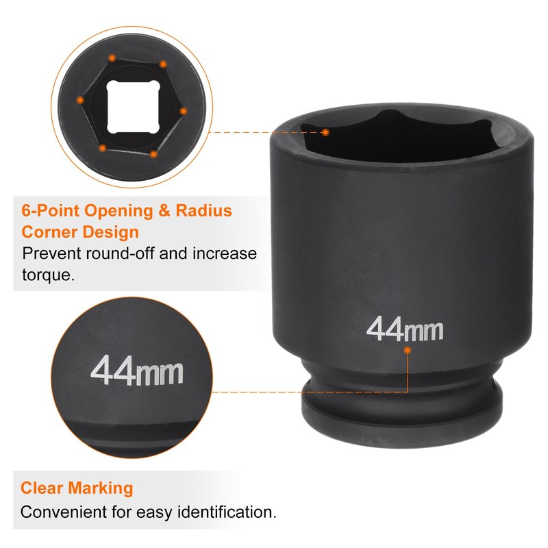 QUARKZMAN Deep 6 Point Impact Socket 3/4" Drive 44mm Metric