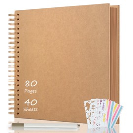 AIOR Photo Album for DIY and Gluing, DIY Spiral Album 80 Pages, Photo Albums Scrapbook 30.5 x 30.5 cm, Photo Book for Baby Valentine's Day Birthday Anniversary Gift (Khaki)
