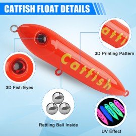 SILANON Demon Dragon Catfish Floats, Catfish Rattling Line Float Lure Catfish Spook Rattle Floats for Santee Rig Catfishing Tackle 4/5.5inch, 5/10 Pack