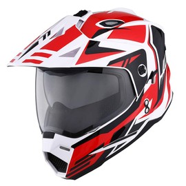 1Storm Dual Sport Motorcycle Motocross Off Road Full Face Helmet Dual Visor Storm Force Red, Size L