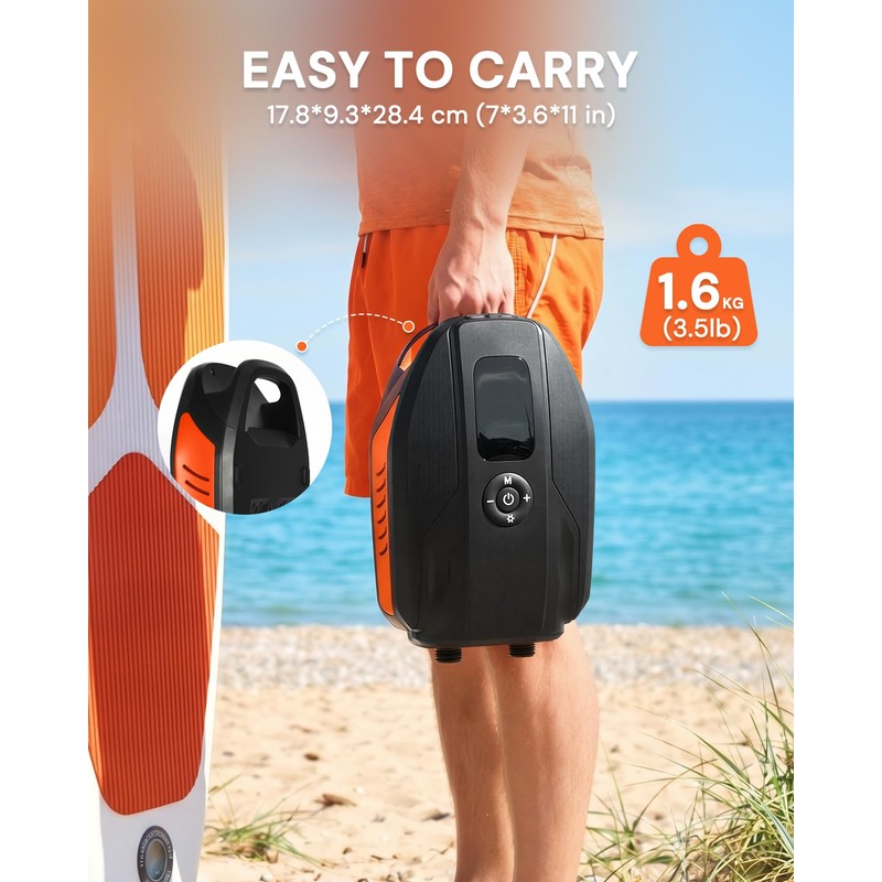 Falmets Paddle Board Electric Pump, 18000mAh Rechargeable 20PSI High Pressure