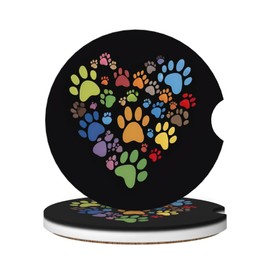 Neukim 2pcs Car Cup Holder Coaster Car Coaster Cat Dog Paw Absorbent Car Coaster Absorbent Drink Coaster for Car Decor Auto Accessories