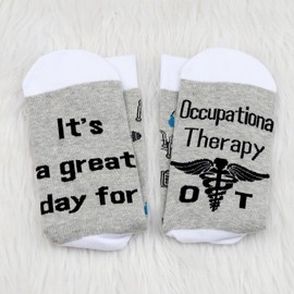 2 Pairs Occupational Therapy Sock OT Student Gift OT Thank You Gift OT Therapist Sock (Cotton, great day for OT CA)