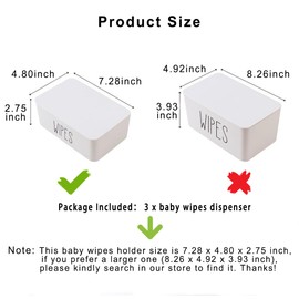 illikkuyax 2 Pack Baby Wipes Dispenser for Bathroom Flushable Wipes Container Sleek Butt Wipes Holder Refillable Wipes Box Easy to Access,7.28" L x 4.80" W x 2.75" H (Black)