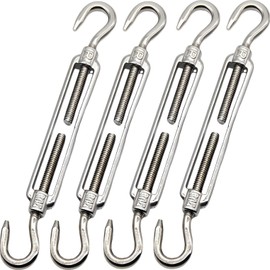 fogman Turnbuckle Stainless Steel Wire Hook Fixing Hardware Wire Rope Set of 4 (M5, 2 Head Hooks)