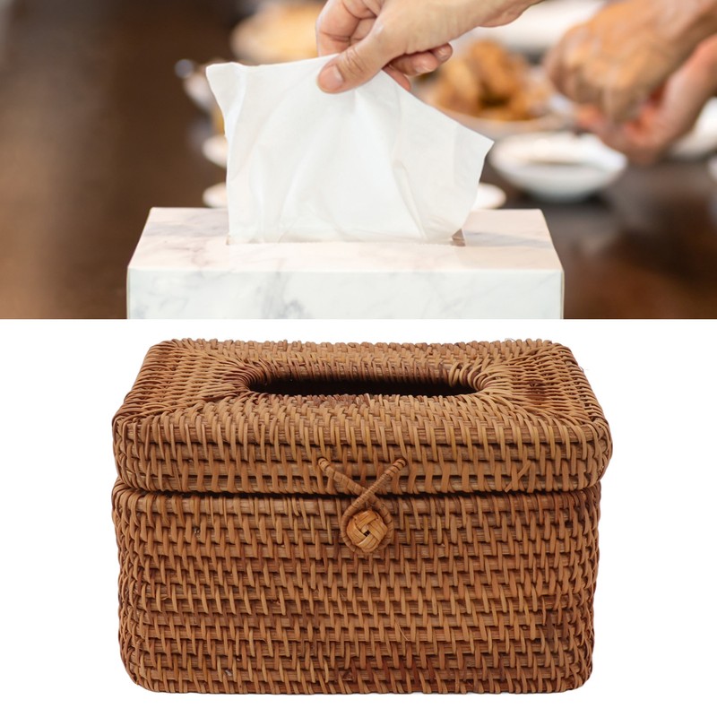 Rectangular Rattan Tissue Box Cover Rattan Woven Tissue Box Holder