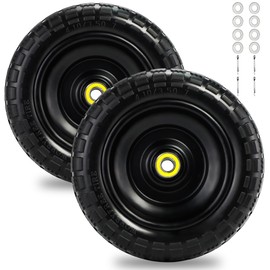 13" Flat Free Tire and Wheel - 13 lnch Solid gorilla cart tire with 5/8" Bearings - fit for Gorilla Cart,Garden Cart,Nursery Carts,Hand Truck Wheels,Wheelbarrow Tire,Yard Trailer(2 pcs)