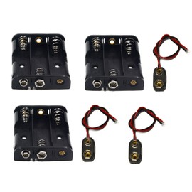 LAMPVPATH 3 Pcs 3 x 1.5V (4.5V) AA Battery Holder Leads with 3 Pcs I Type Snap Connector Plastic Housing