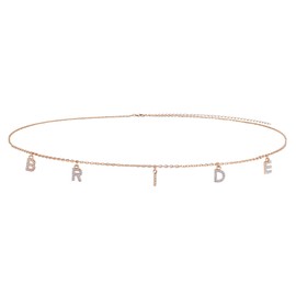 Bride Rhinestone Belly Chain - Adjustable Gold Waist Chain with "BRIDE" Letter Charm, Bachelorette Party Accessory, Bridal Shower Gift, Beach Bikini Jewelry for Bride-to-Be