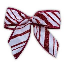 Celebrate It 12 Pieces 5x4 Inches Red and White Candy Cane Stripe Decor Bows | Party Decorations Bow Ribbon for Christmas. Wreath Garland, Gift Decor, Home Decoration