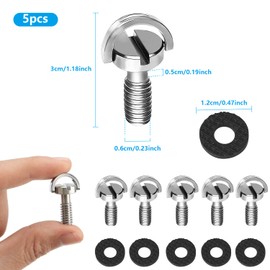 LEIMEND Pack of 5 D-Ring 1/4 Inch Screw, Camera Screw with Stainless Steel Material, Quick Release Plate Mounting Screw, for Camera Screw, Monopod, Tripod, Quick Release Plate