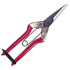 Chikamasa T-601 Gardening Shears with Sharp Straight Blade Spring and Plastic Coating
