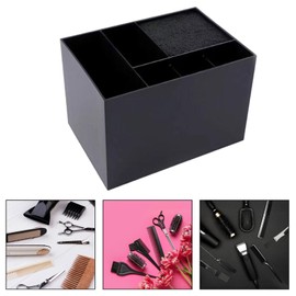 Harilla Friseur-Aufbewahrungsbox, Scheren-Kämme-Clip-Halter, große Kapazität für Heim-Clips, Haustier-Friseur-Kämme, Schwarz 6 Gitter