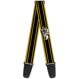 Buckle-Down Guitar Strap - SUPER BEE Logo/Stripes Black/Yellow/White - 2" Wide - 29-54" Length
