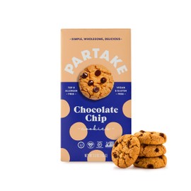 Partake Crunchy Cookies - Chocolate Chip | 4 Boxes | Vegan & Gluten Free | Free of Top 8 Allergens- Dairy Free, Nut Free, Egg Free, Wheat Free, Soy Free, Fish Free | 5.5 Oz | 15 Cookies Each