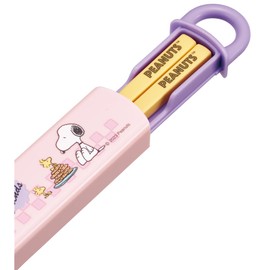 Skater ABS2AMAG-A Bento Chopsticks Case Set, 6.5 inches (16.5 cm), For Kids, Snoopy 80s, Cafe, Easy to Open Slide Type, Made in Japan