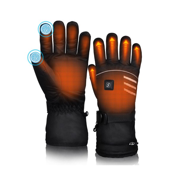 Heated Gloves & Winter Gloves ,Motorcycle Gloves,3 Heating Levels, Waterproof & Rechargeable Touch Screen Heated Gloves , for All Kinds of Outdoor Activities Men Women