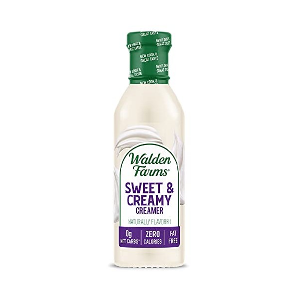 Walden Farms Sweet Cream Coffee Creamer, 12 oz Bottle, Fresh Flavored Non-Dairy Milk Substitute, Natural and Liquid, Gluten Free and 0g Net Carbs, Vegan Friendly