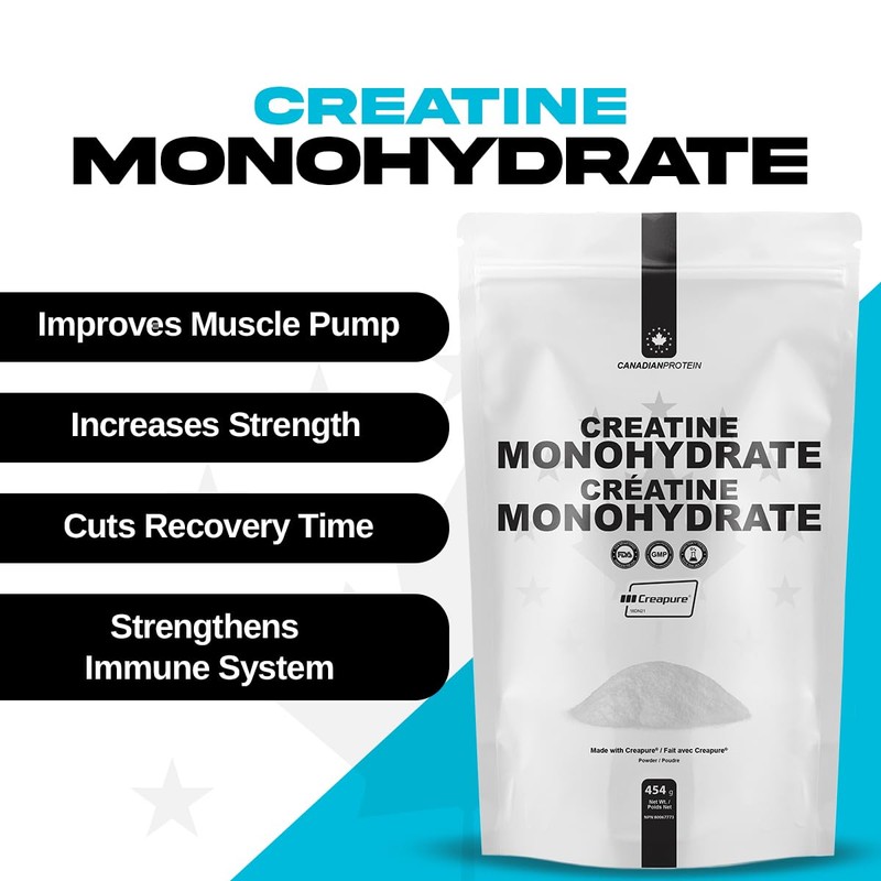 Canadian Protein Creapure Creatine Monohydrate Powder, Keto Friendly 99.99% Pure