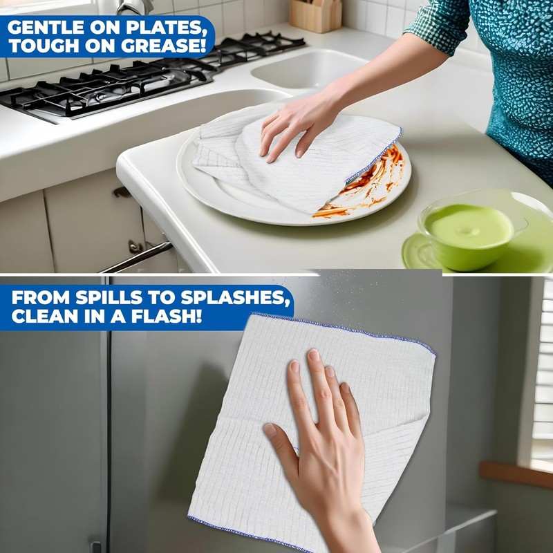 Towelogy Large Cotton Dish Cloths for Washing Up – Pack