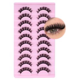 10 Pairs Russian Strip False Eyelashes - D Curl Natural Fluffy 3D Effect, Handmade Lightweight Volume Lashes, Soft Multi-Layered Fibers for Full, Wispy Look, Ideal for Daily Wear