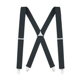 Buyless Fashion Suspenders for Men - 48" Elastic Adjustable Straps 1 1/4" - X Back - 5104-Gray