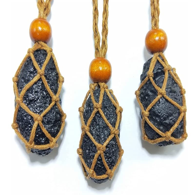 AIMALL Empty Stone Holder Necklace Crystal Quartz Gemstone Cage Rope