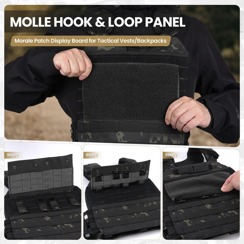 MOLLE Patch Panel Mounting Placard Platform, Hook & Loop Panel