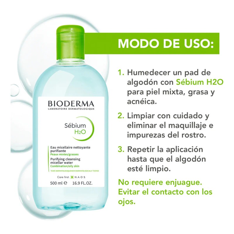Bioderma Agua Micelar Sébium H2o para Pieles Grasas 500 ml