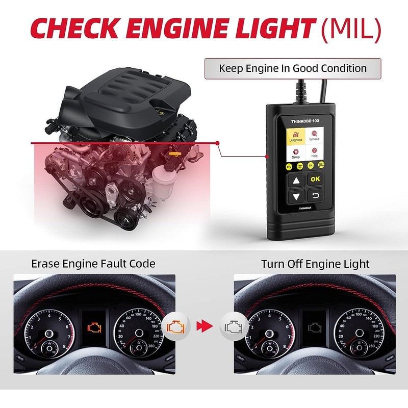 thinkcar THINKOBD 100 OBD2 Escáner Automotriz, Lector de Códigos Universal,
