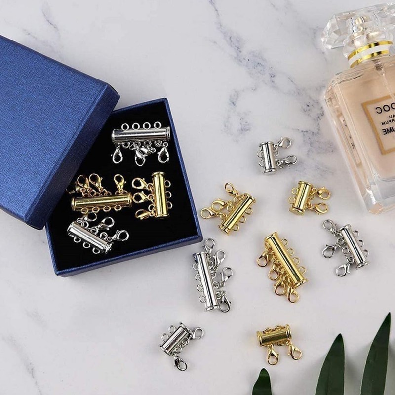 Visxcnu 4 Pieces Magnetic Chain Clasp, Silver and Golden 2/3