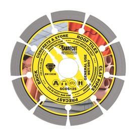 1 x SabreCut SCDS125 125mm (5 inch) x 10mm x 22.23mm Bore Segmented Diamond Angle Grinder Circular Saw Blade